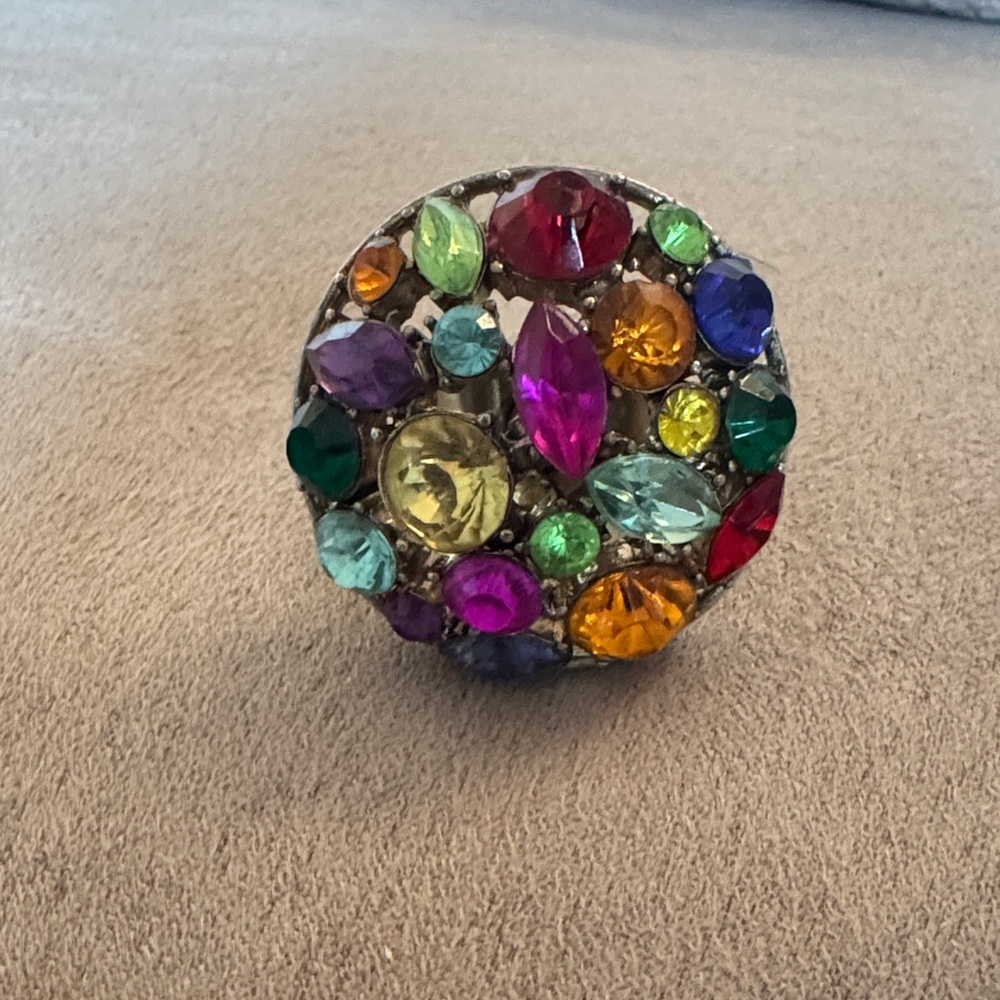Colorful Gemstone Statement Ring - image 1